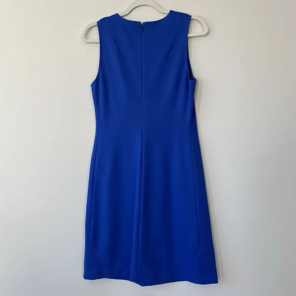 Tory Burch Brynn Ponte Dress Sheath Sleeveless Career Stretch Gold Buttons S